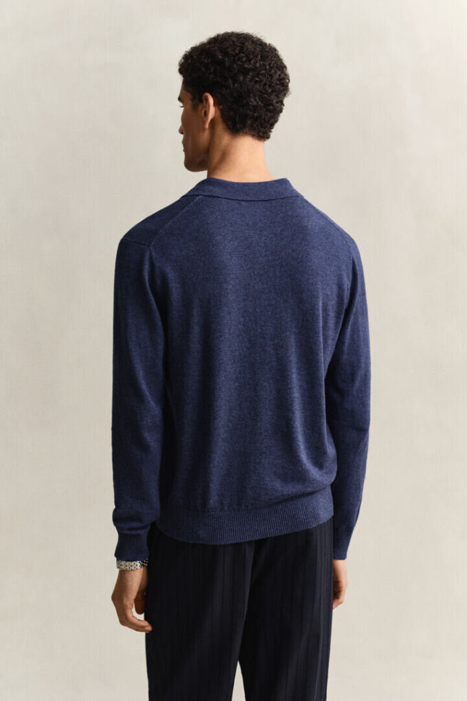 Camisola polo em mistura de algodão slub