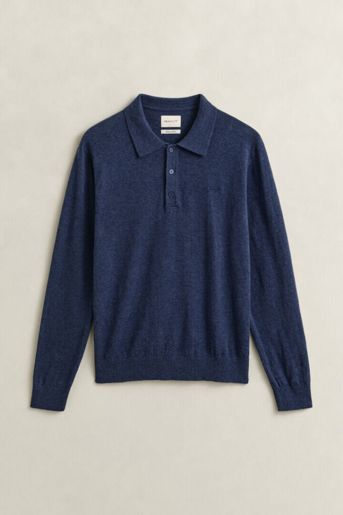 Camisola polo em mistura de algodão slub