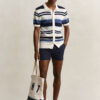 Camisola polo às riscas