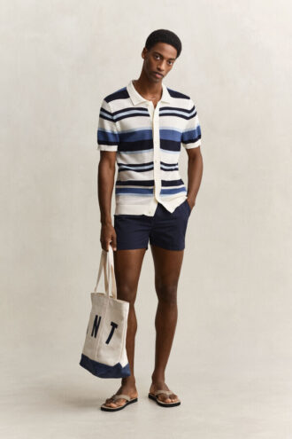 Camisola polo às riscas
