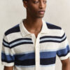 Camisola polo às riscas