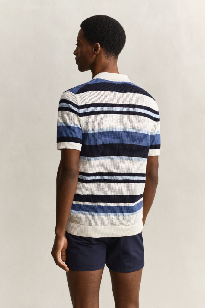 Camisola polo às riscas