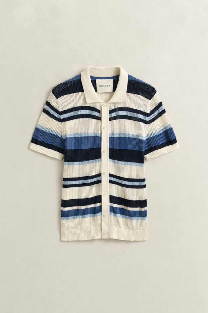 Camisola polo às riscas