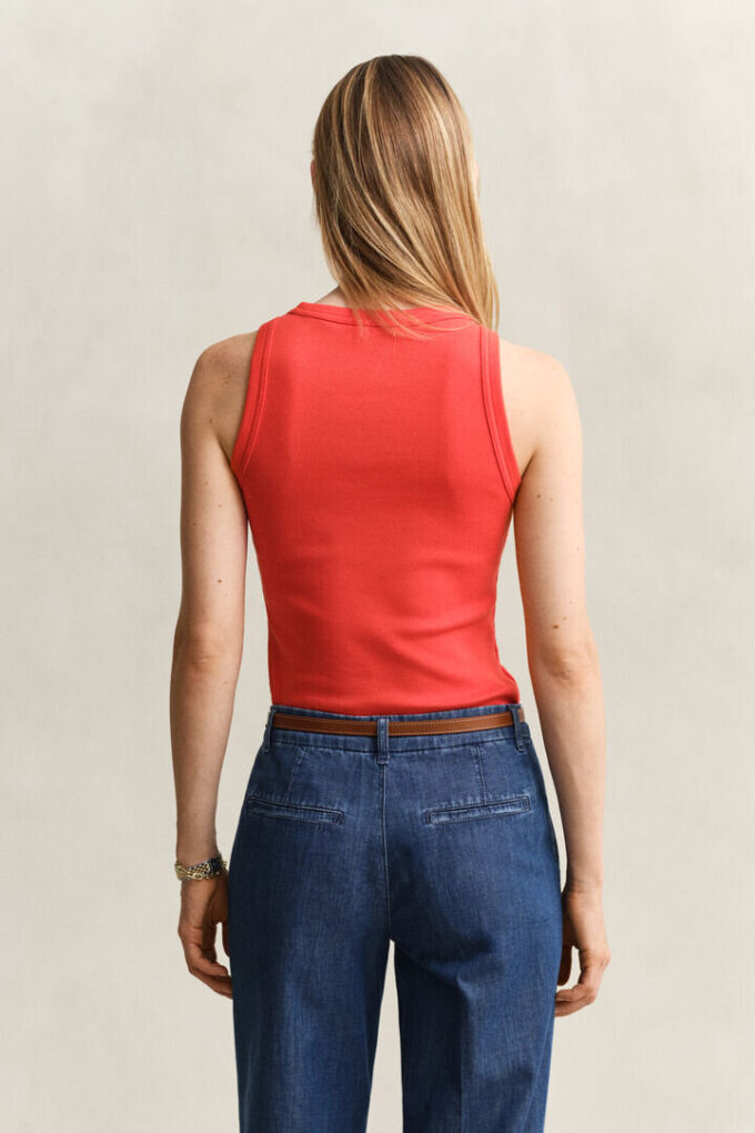 Camisola sem mangas com canelado