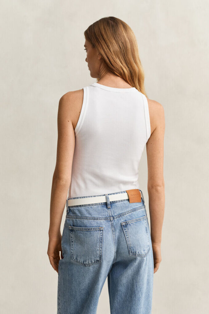 Camisola sem mangas com canelado
