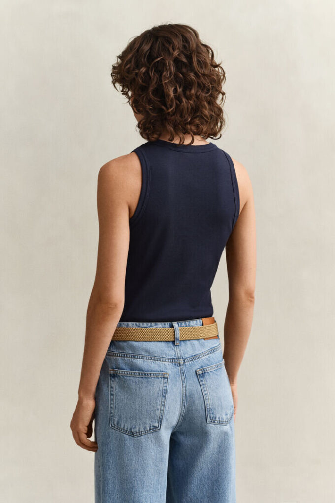 Camisola sem mangas com canelado