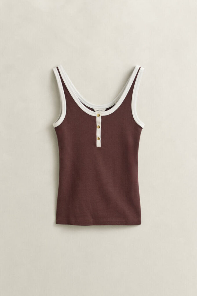 Camisola sem mangas com canelado