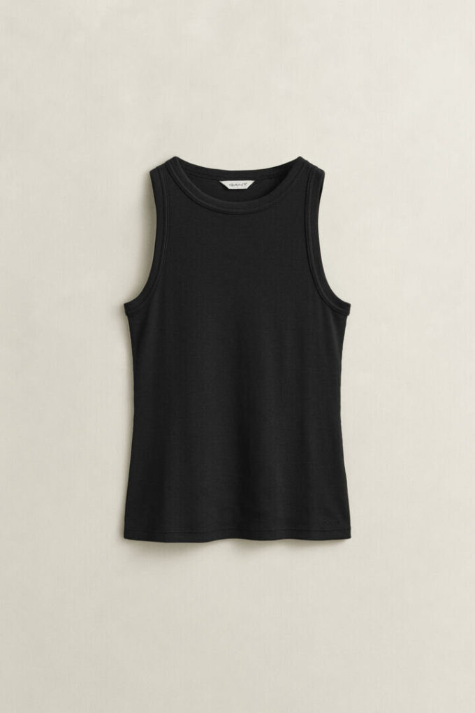 Camisola sem mangas com canelado