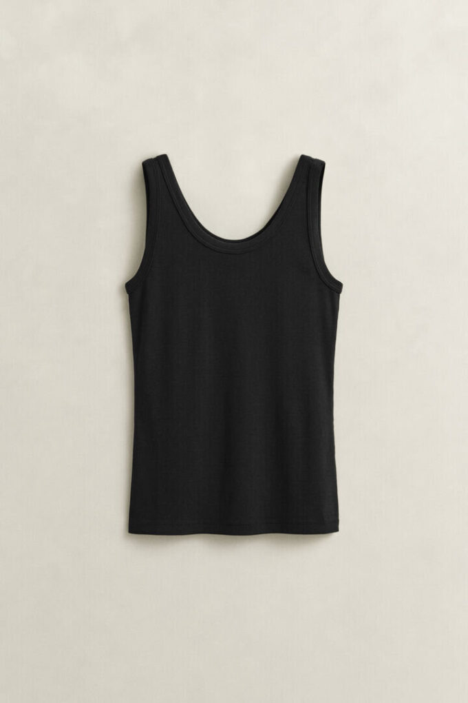 Camisola sem mangas com canelado