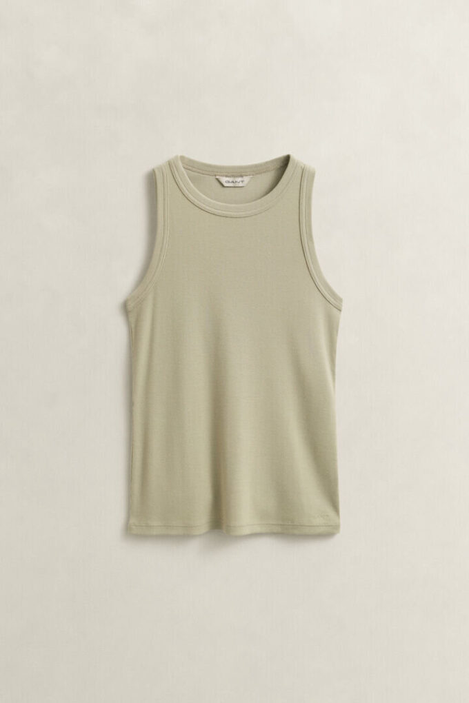 Camisola sem mangas com canelado