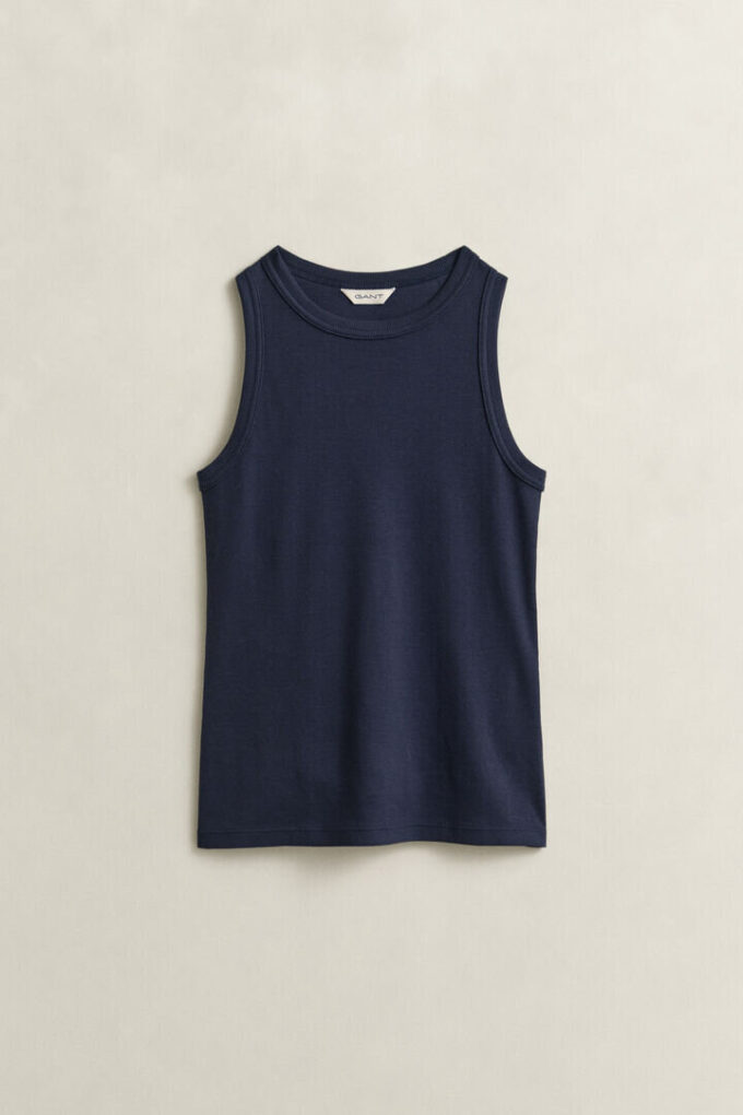 Camisola sem mangas com canelado