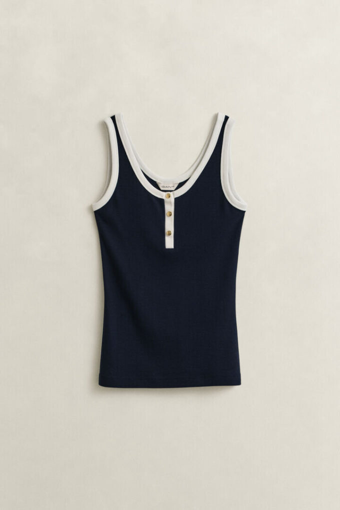 Camisola sem mangas com canelado
