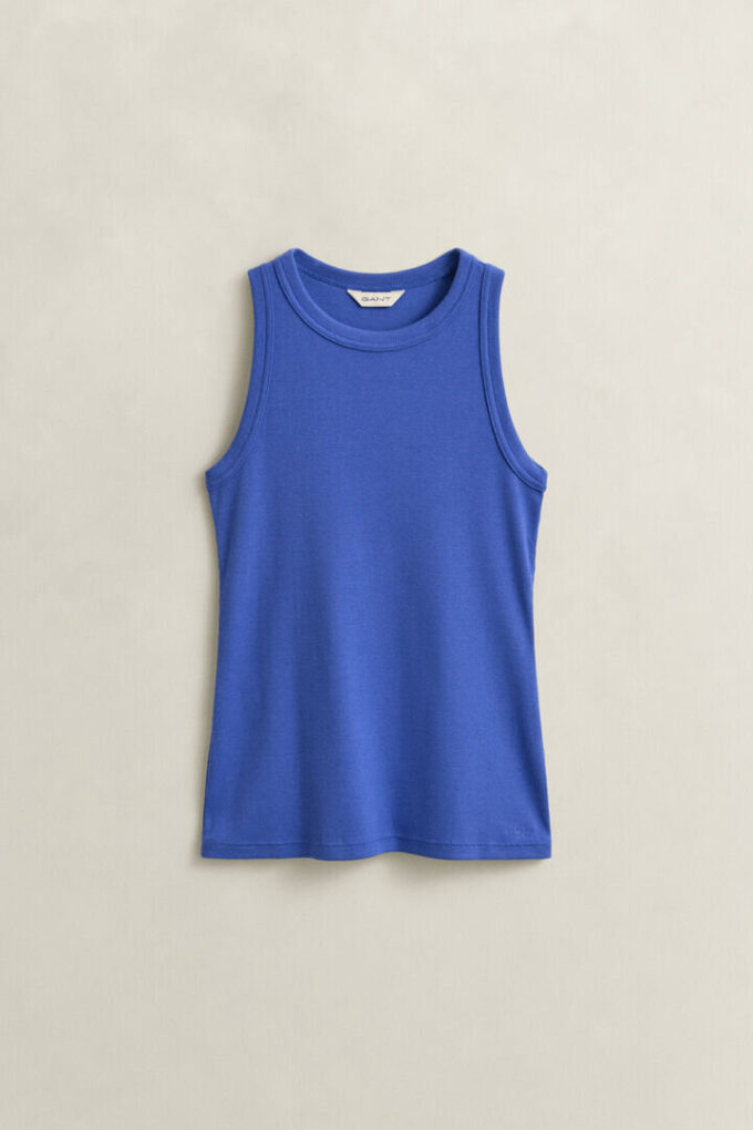 Camisola sem mangas com canelado