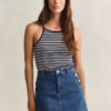 Camisola sem mangas com decote halter às riscas