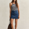 Camisola sem mangas com decote halter às riscas