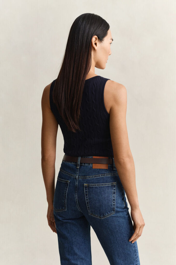 Camisola sem mangas com malha trançada