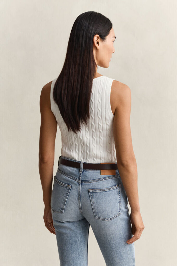Camisola sem mangas com malha trançada