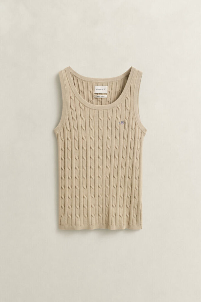 Camisola sem mangas com malha trançada