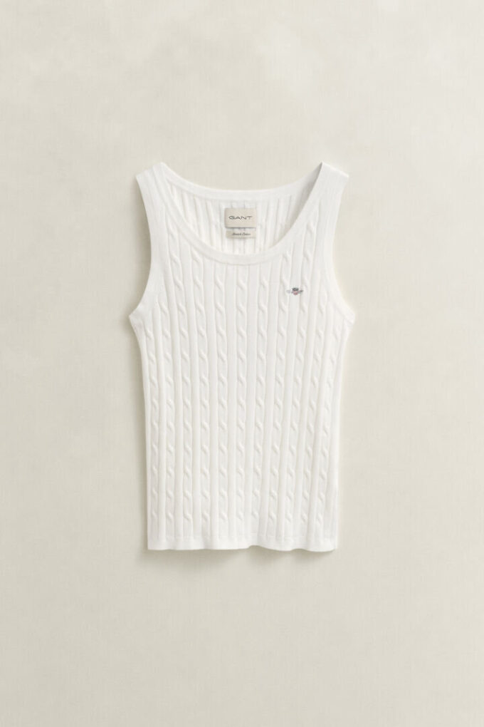 Camisola sem mangas com malha trançada