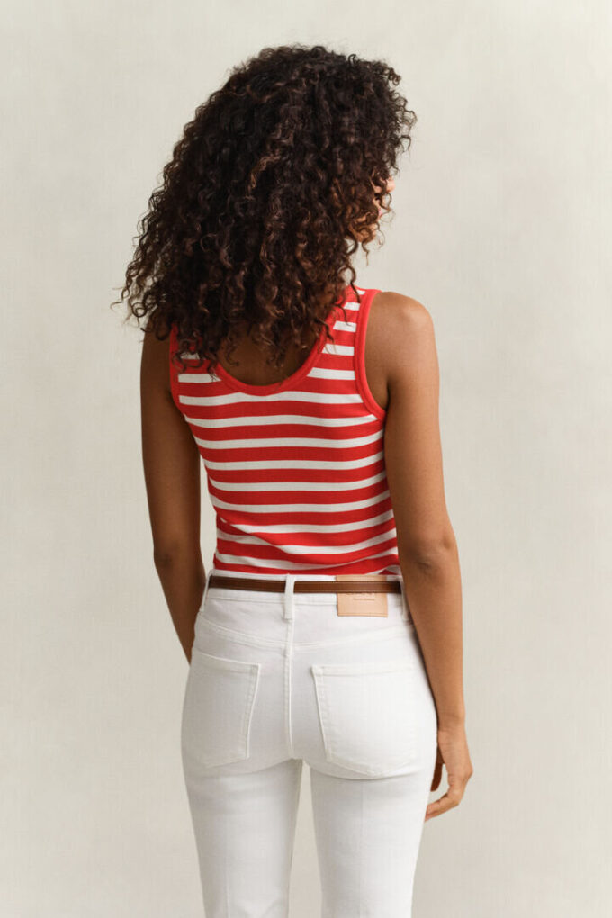Camisola sem mangas às riscas