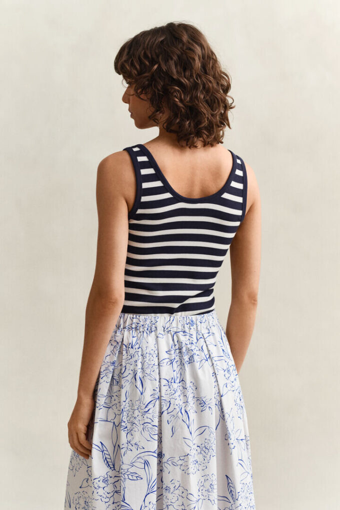 Camisola sem mangas às riscas