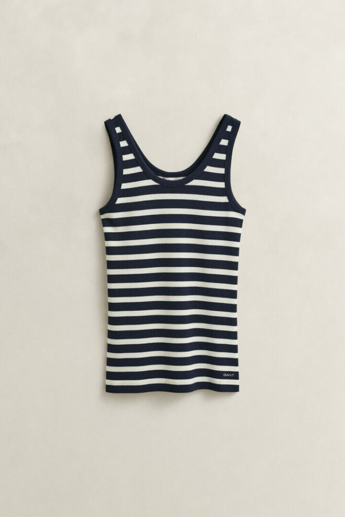Camisola sem mangas às riscas