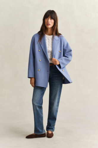 Casaco Pea Coat com detalhes cosidos à mão