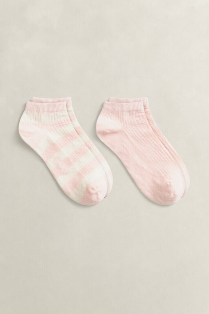Conjunto de 2 pares de meias curtas às riscas e lisas