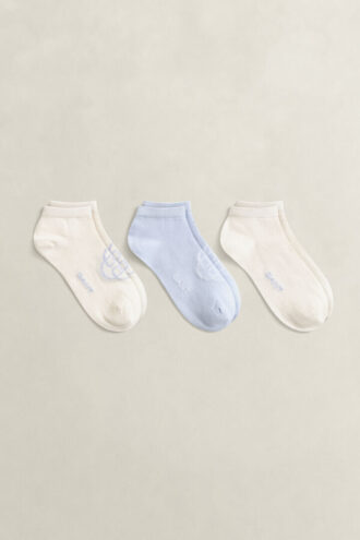 Conjunto de 3 pares de meias curtas com monograma e lisas