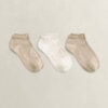 Conjunto de 3 pares de meias curtas com monograma e lisas