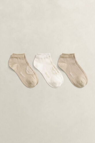 Conjunto de 3 pares de meias curtas com monograma e lisas