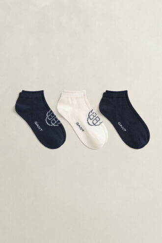 Conjunto de 3 pares de meias curtas com monograma e lisas