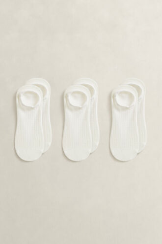Conjunto de 3 pares de meias de cano curto com nervuras