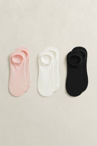 Conjunto de 3 pares de meias de cano curto com nervuras