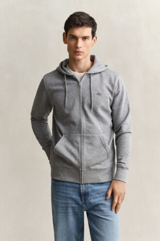 Hoodie com fecho e escudo