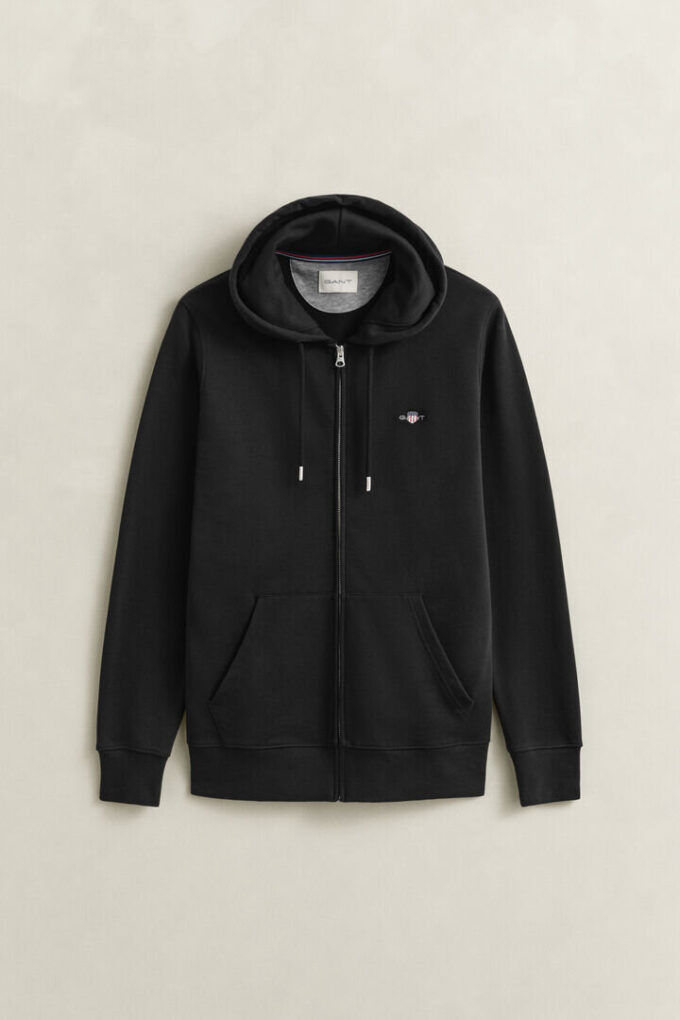Hoodie com fecho e escudo