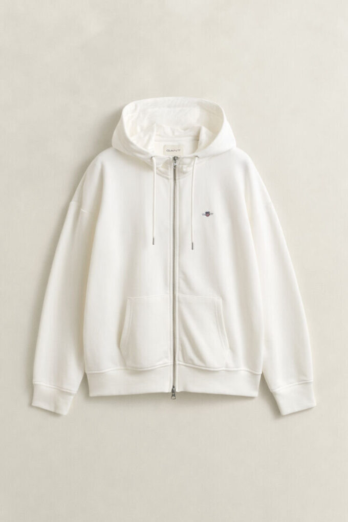 Hoodie com fecho e escudo