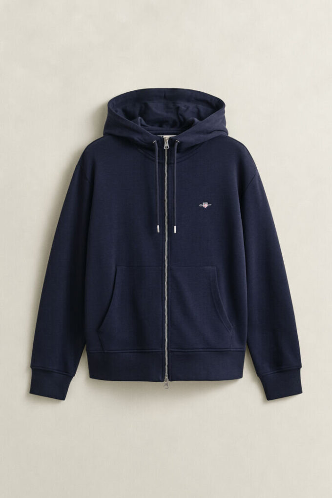 Hoodie com fecho e escudo