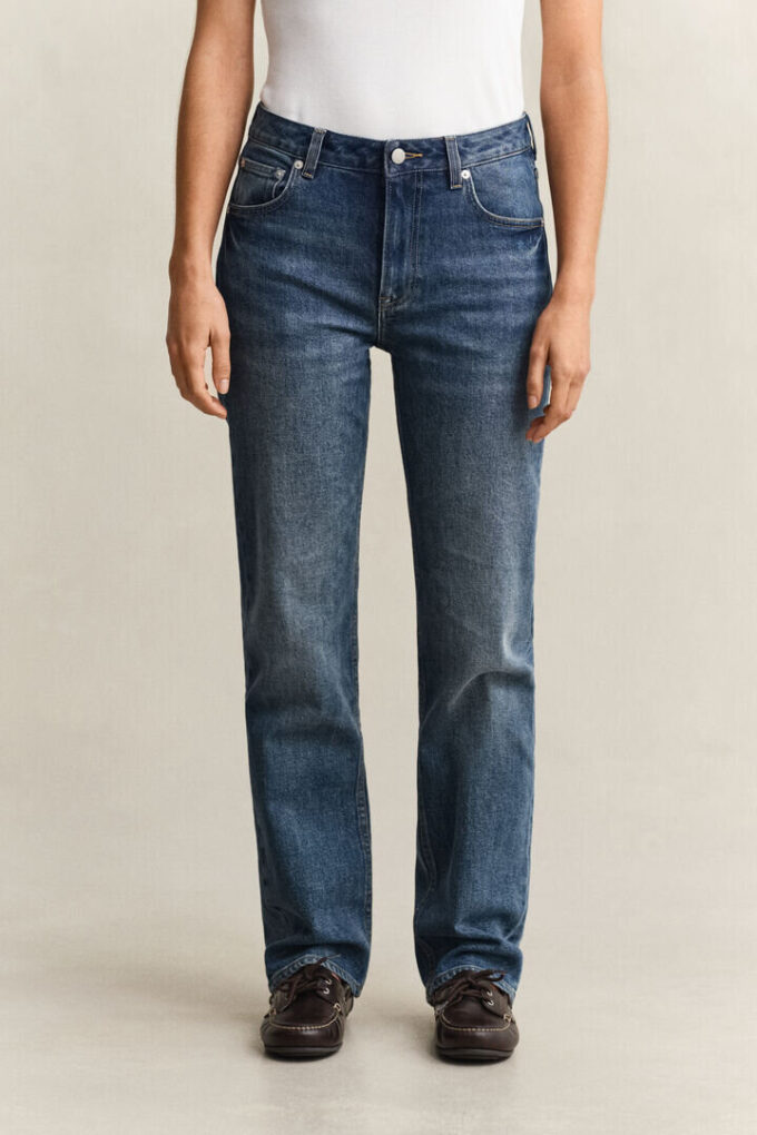 Jeans de perna reta elásticos Jeans de perna reta elásticos