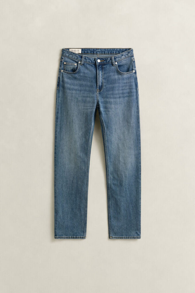Jeans de perna reta elásticos Jeans de perna reta elásticos