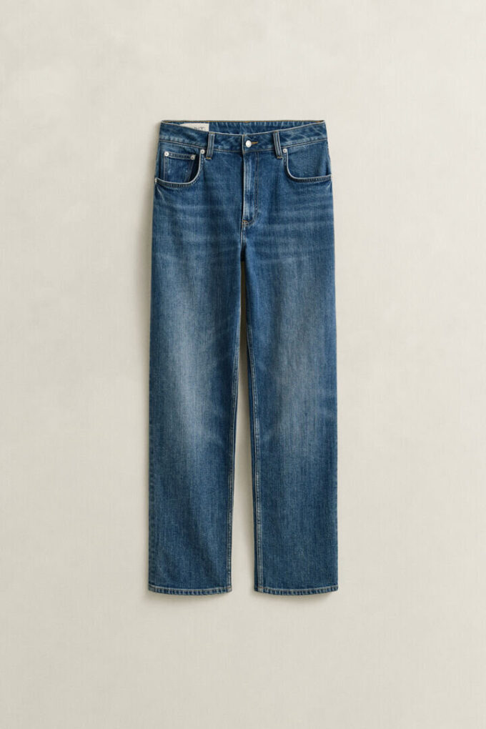 Jeans de perna reta elásticos Jeans de perna reta elásticos