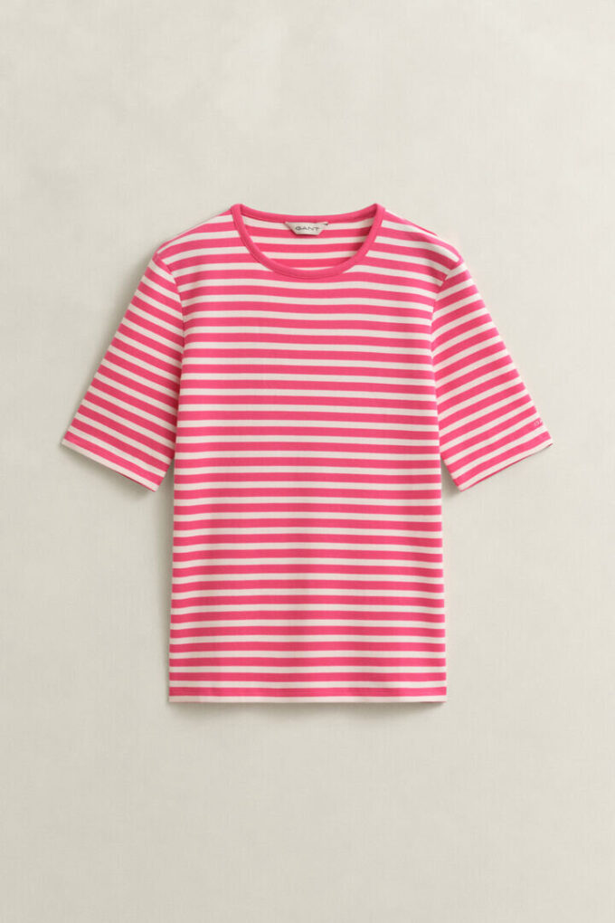 T-shirt com canelado às riscas