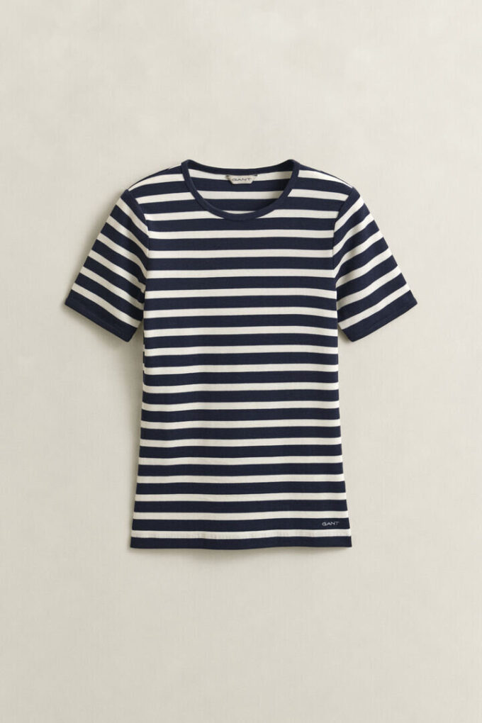 T-shirt com canelado às riscas