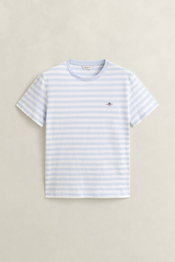 T-shirt com escudo às riscas