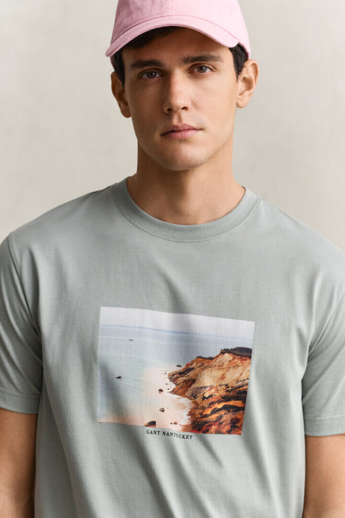 T-shirt com estampado paisagístico