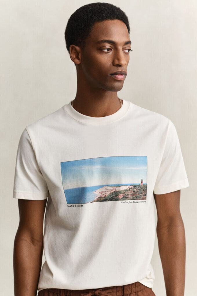 T-shirt com estampado paisagístico
