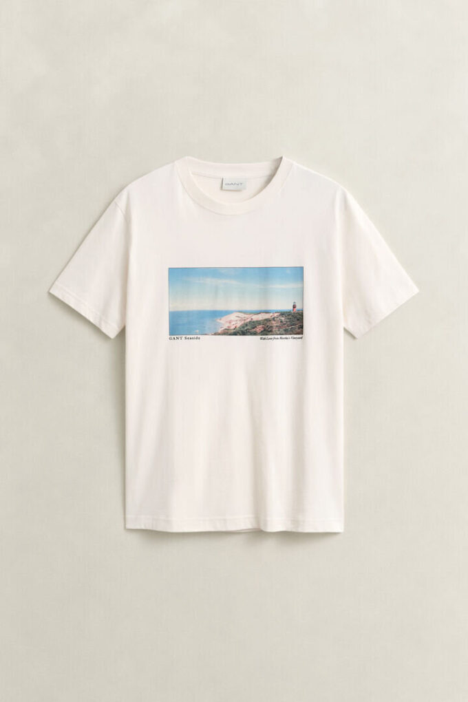 T-shirt com estampado paisagístico