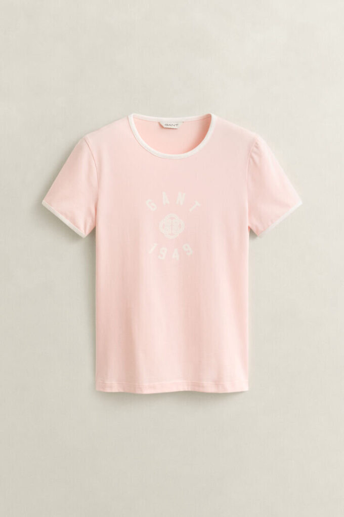 T-shirt com gola em contraste