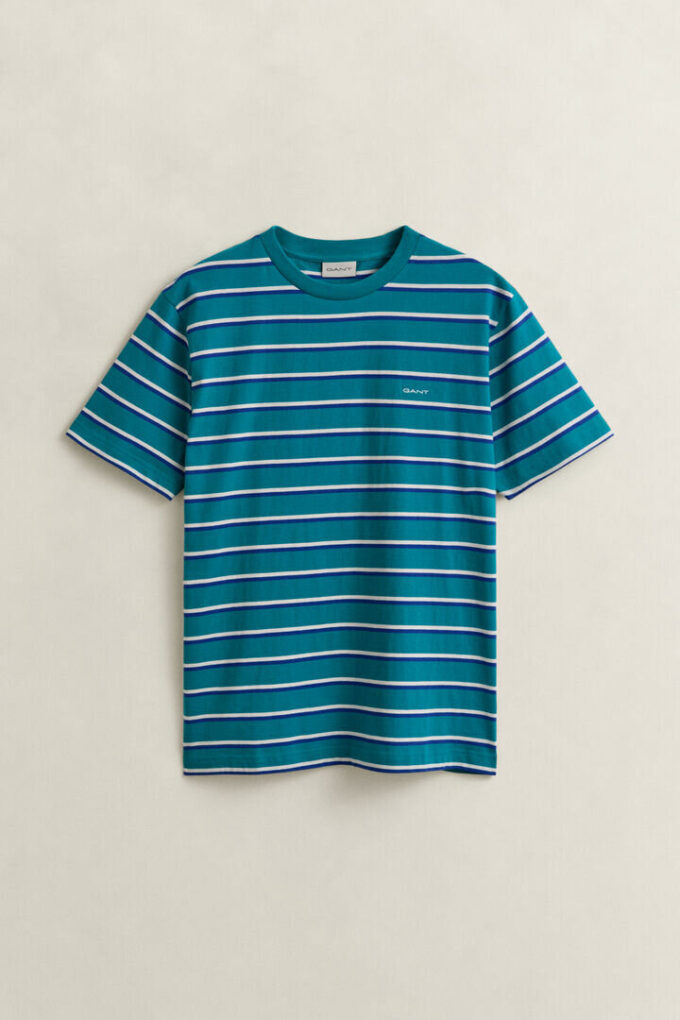 T-shirt com riscas múltiplas
