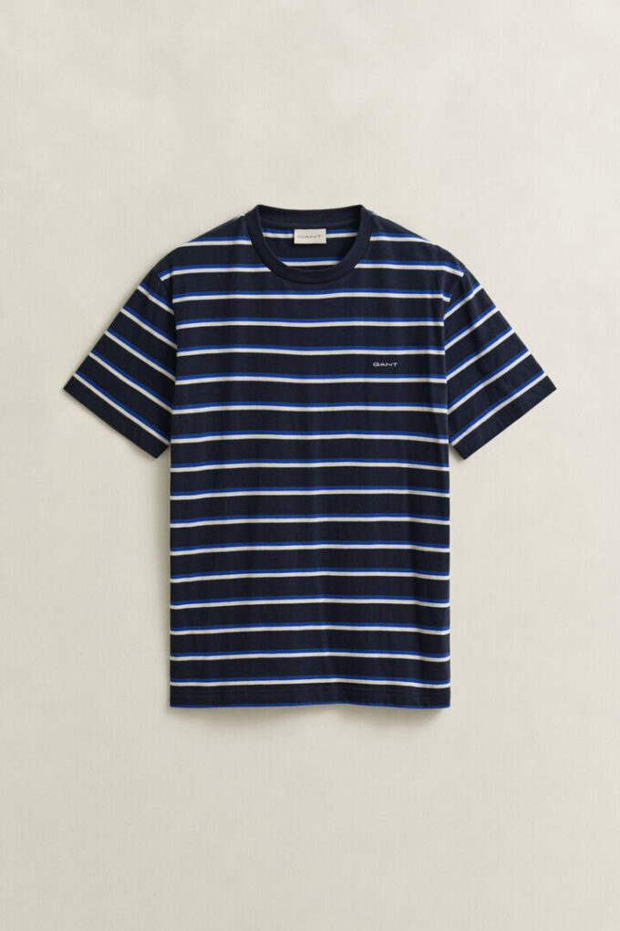 T-shirt com riscas múltiplas